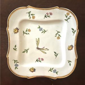 I. Godinger & Co. Flowers and Insects 6.75” Square Dessert Plate